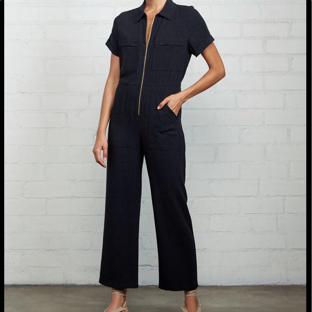 Rachel Pally linen Rocco jumpsuit size L Black